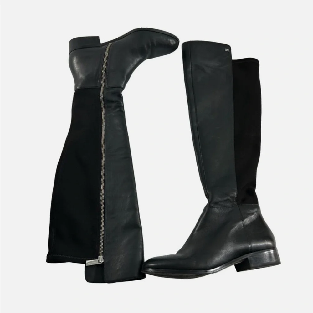 Michael Kors Womens Riding Boots Size 8.5 M Bromley Black Leather Knee H…